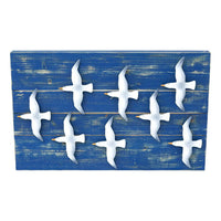 Wooden Wall Art with a Flock of Seagulls Marine Mammals Pictures Batela Giftware