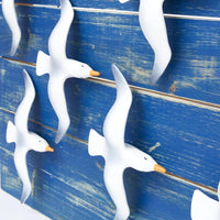 Wooden Wall Art with a Flock of Seagulls Marine Mammals Pictures Batela Giftware