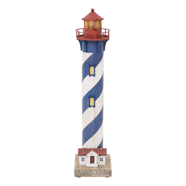 LED Blue & White Tall Lighthouse Battery Lighthouses price-change-job-active Batela Giftware