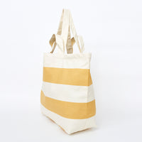 Large Canvas Tote Bag - Yellow/White Wide Stripes Clearance Batela Giftware