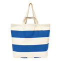 Large Canvas Tote Bag - Blue/White Wide Stripes Clearance Batela Giftware