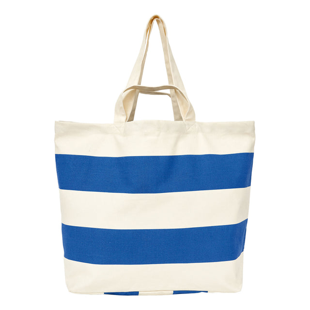 Large Canvas Tote Bag - Blue/White Wide Stripes Clearance Batela Giftware