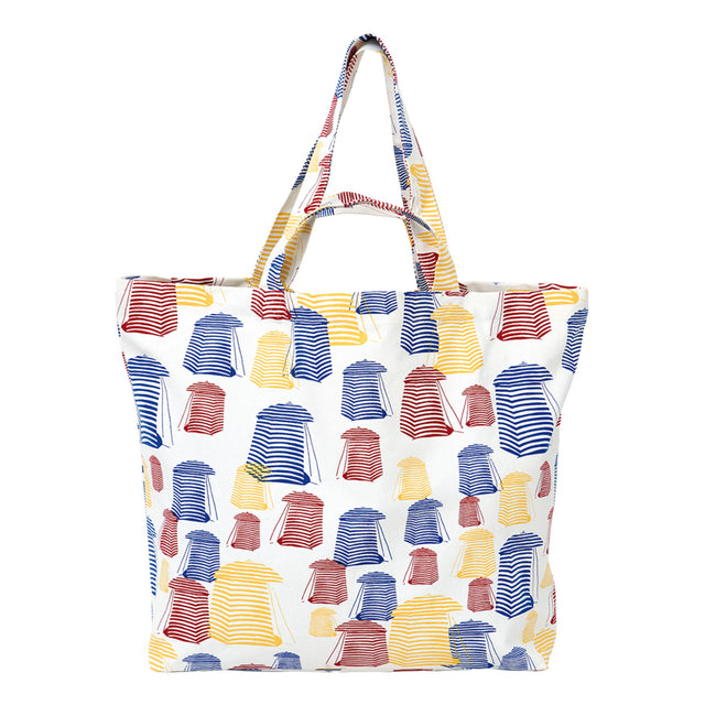 Large Canvas Tote Bag - Beach Hut Design Clearance Batela Giftware