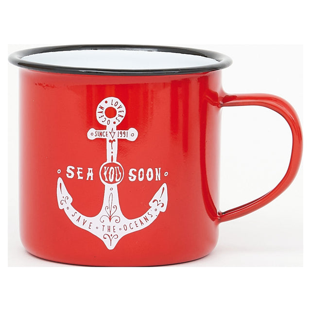 Anchor Red Enamel Mugs (Set of 6) Enamel Tableware Mugs Batela Giftware