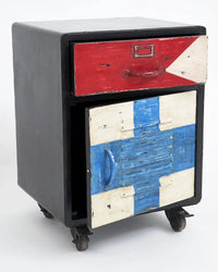 Metal Bedside Table with Hand Painted Flags Display From Europe Furniture Home Decoration Batela Giftware